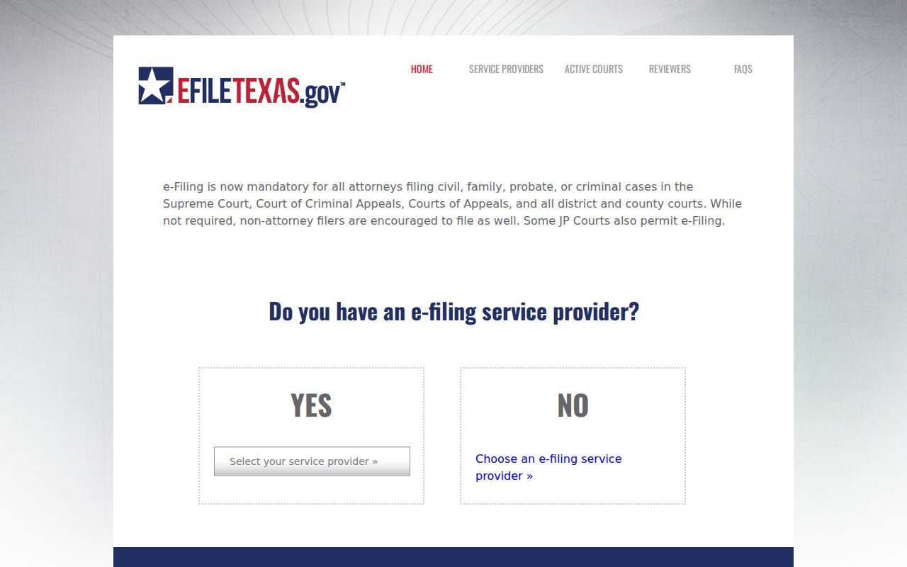 McCulloch County civil docket eFileTexas entry page