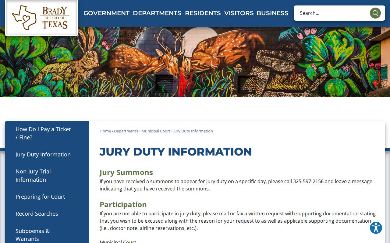 Brady court docket jury duty information
