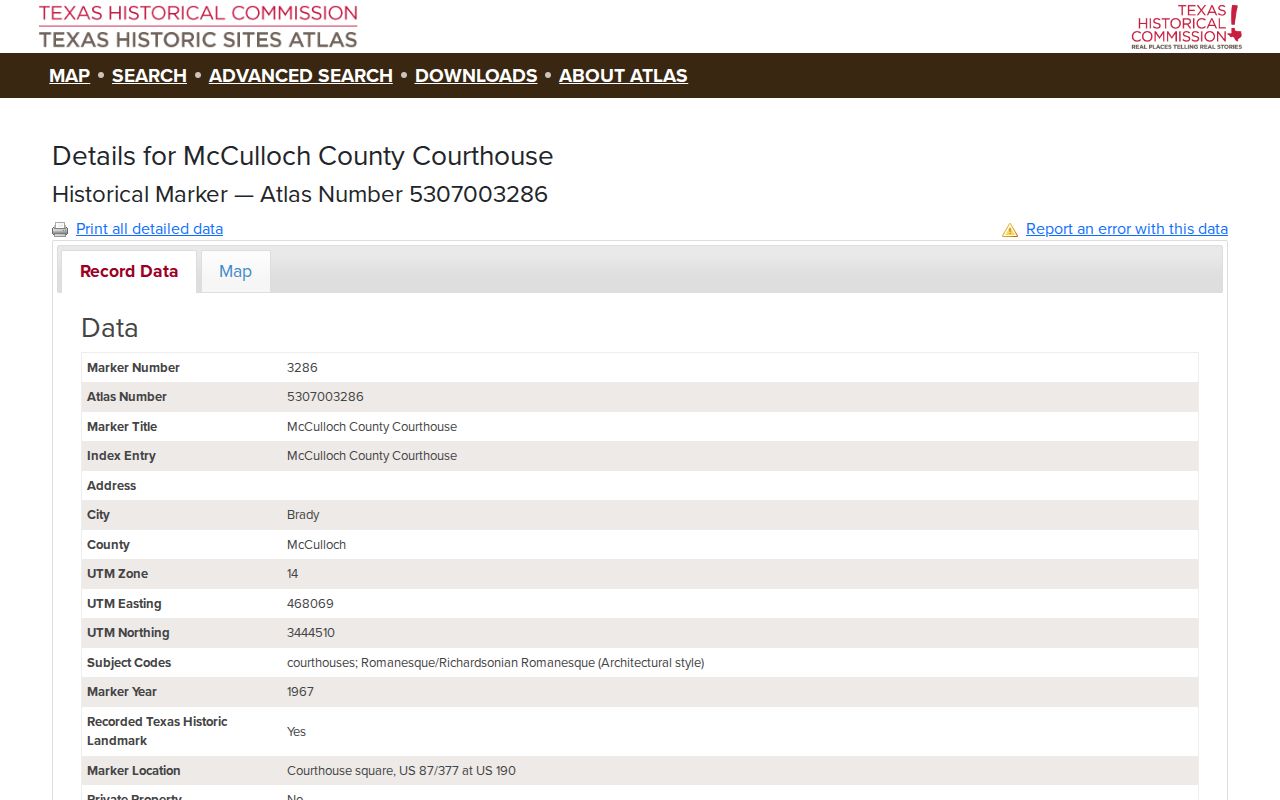 McCulloch County courthouse history and court docket context