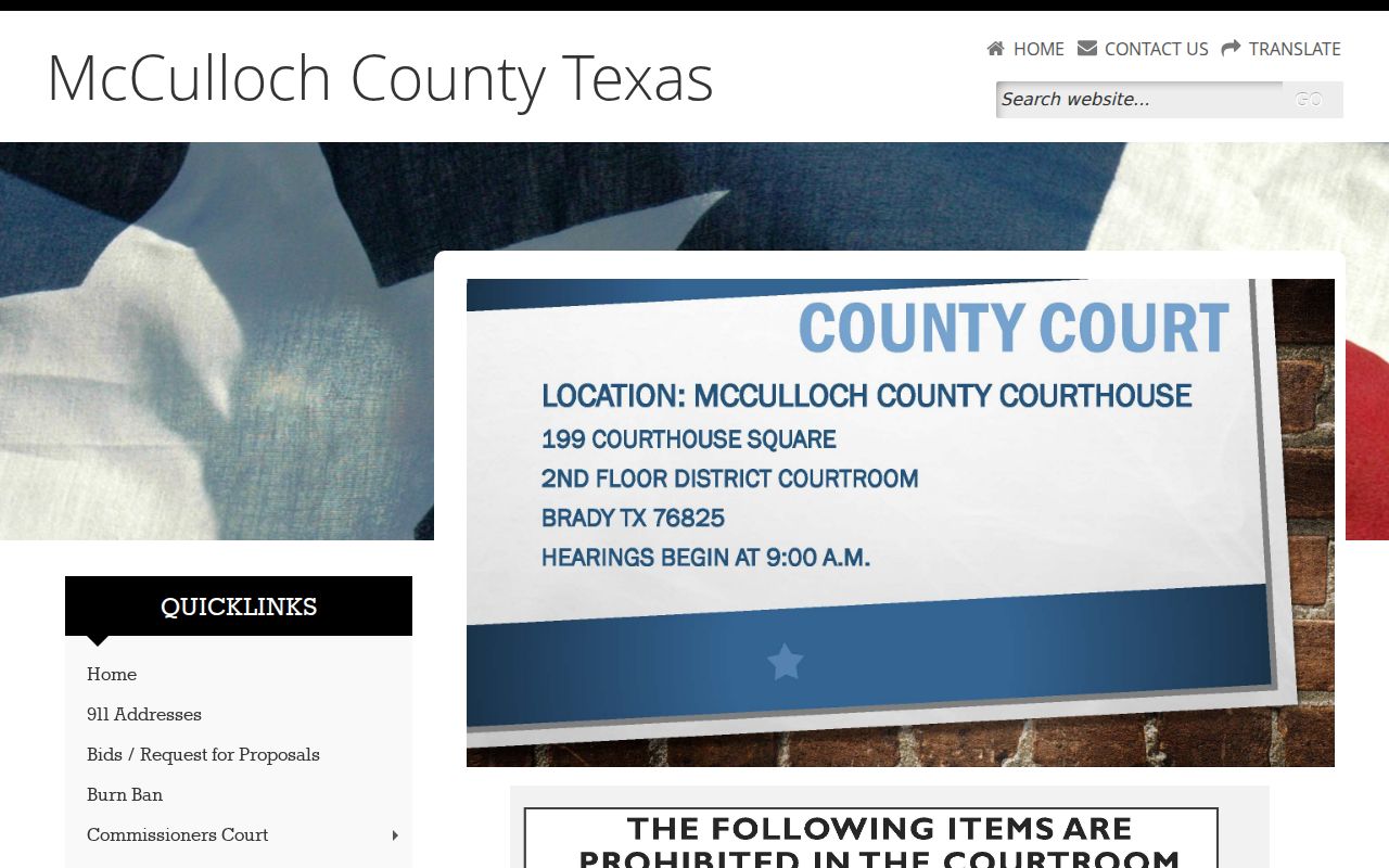 McCulloch County court docket index with dated postings